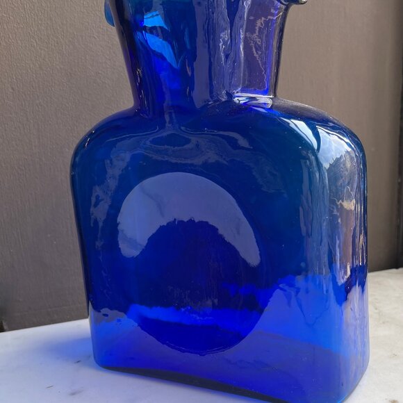 Cobalt Blue Blenko 384 double Spout Pitcher Vintage - Picture 4 of 7